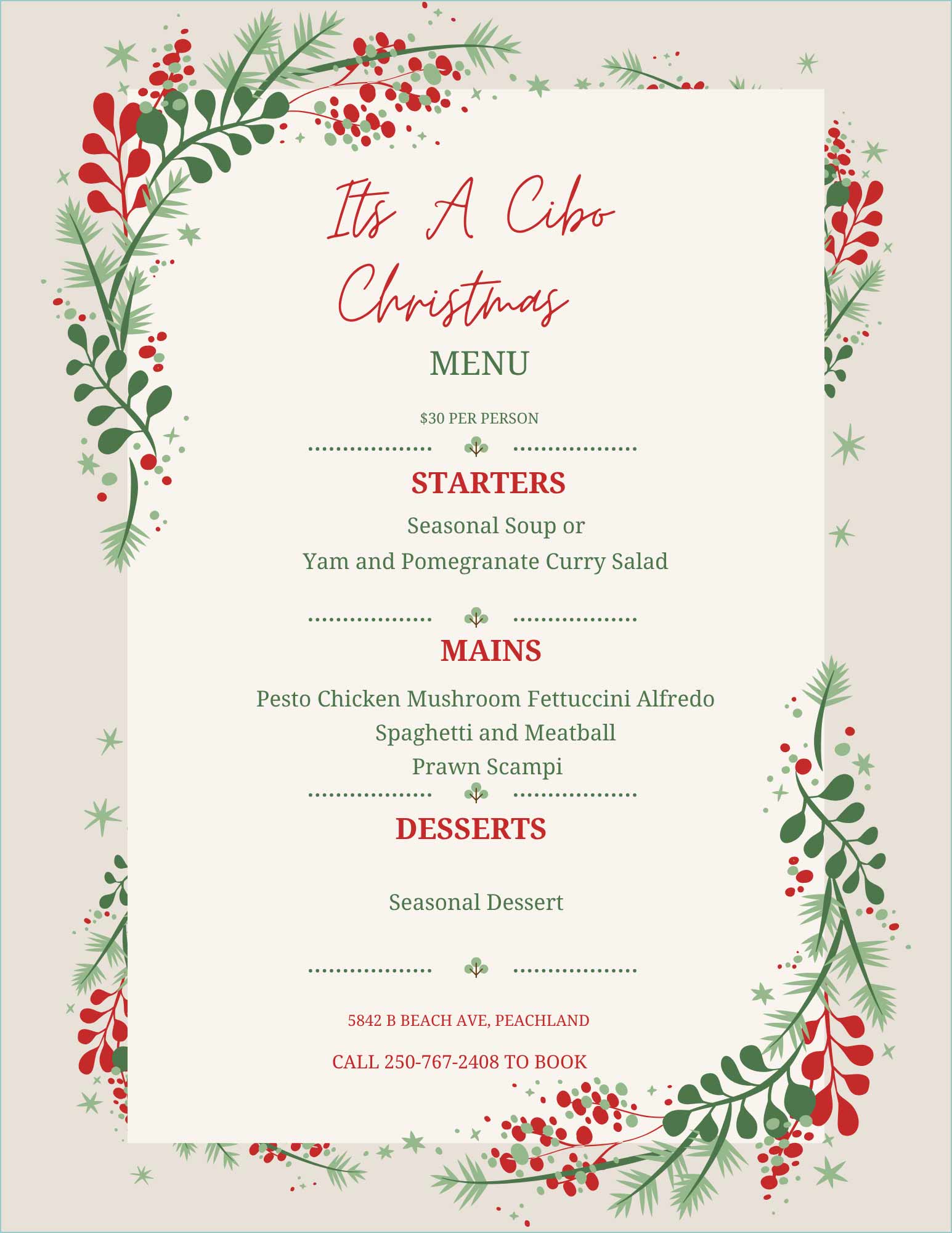 image of christmas  menu part 2